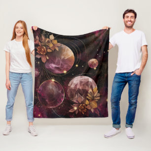 Mystisch Kristal Planeet Paars Ruimte Stelsel Fleece Deken