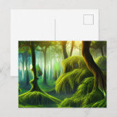 Mystisch landschap van groen bos briefkaart (Voorkant / Achterkant)