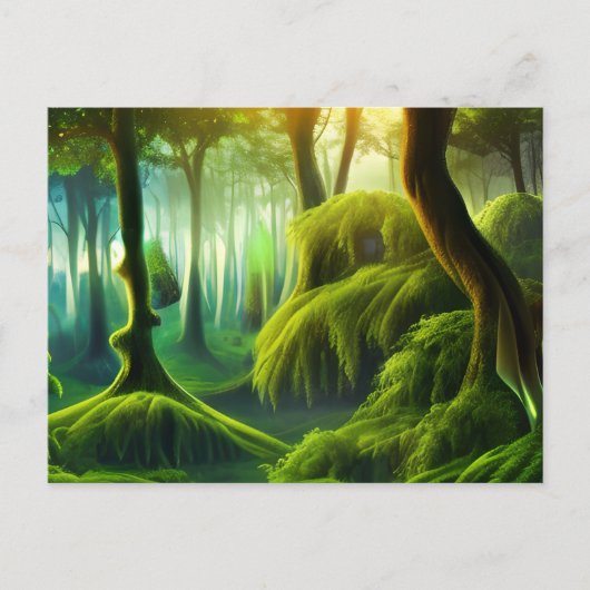 Mystisch landschap van groen bos briefkaart (Voorkant)