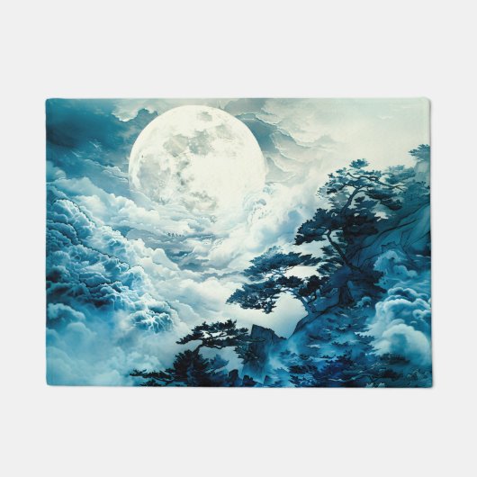 Mystisch maanverlicht berglandschap deurmat (Voorkant)