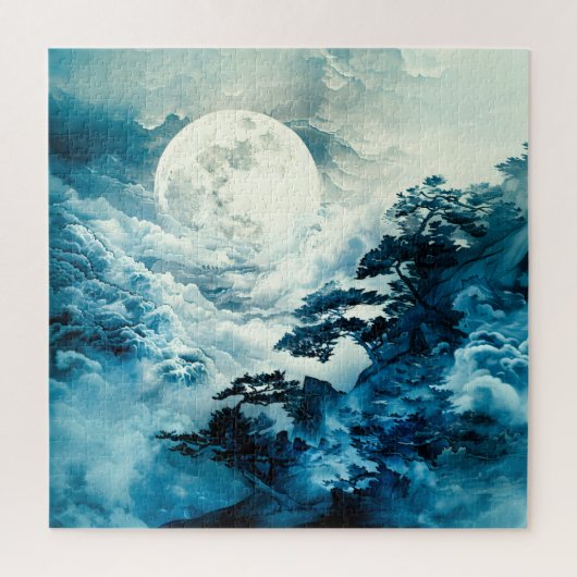 Mystisch maanverlicht berglandschap legpuzzel (Verticaal)