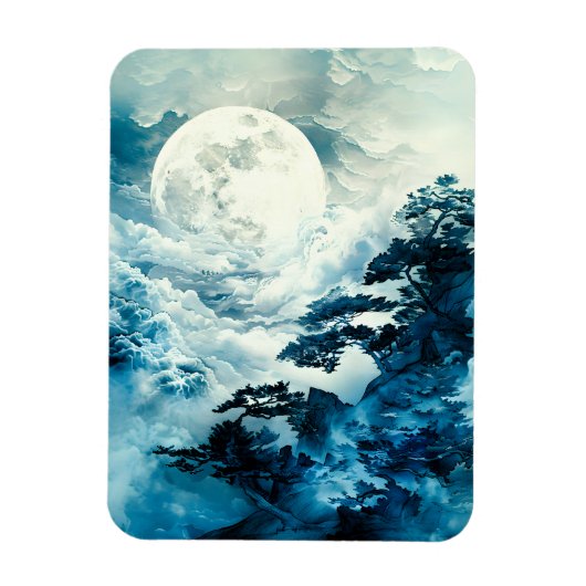 Mystisch maanverlicht berglandschap magneet (Verticaal)