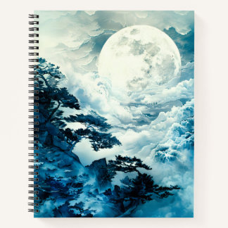 Mystisch maanverlicht berglandschap notitieboek