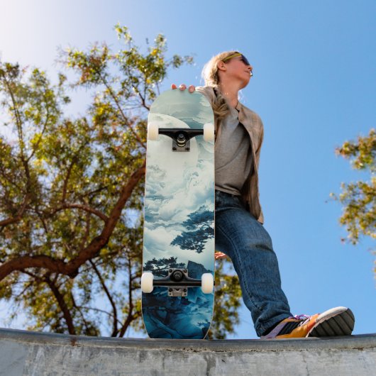 Mystisch maanverlicht berglandschap persoonlijk skateboard (Buiten 1)