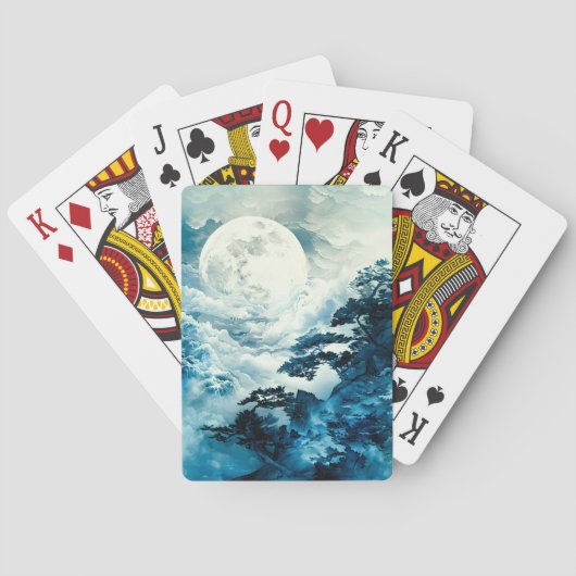 Mystisch maanverlicht berglandschap pokerkaarten (Achterkant)