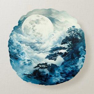 Mystisch maanverlicht berglandschap rond kussen