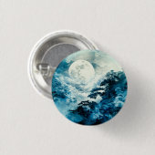 Mystisch maanverlicht berglandschap ronde button 3,2 cm (Voorkant /achterkant)