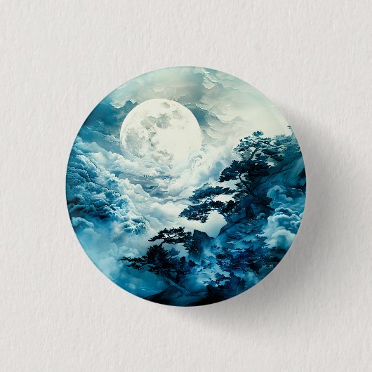 Mystisch maanverlicht berglandschap ronde button 3,2 cm (Voorkant)