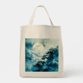 Mystisch maanverlicht berglandschap tote bag (Achterkant)