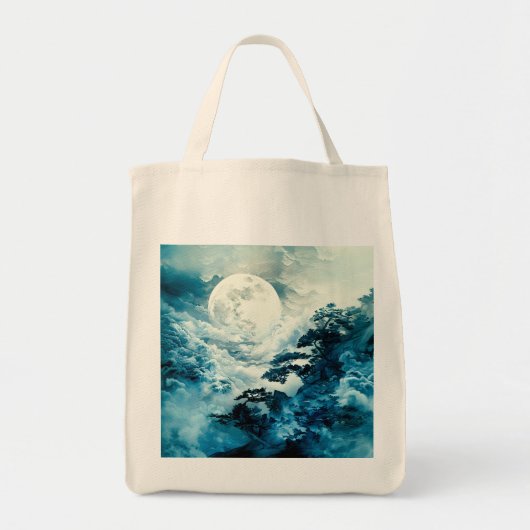 Mystisch maanverlicht berglandschap tote bag (Voorkant)