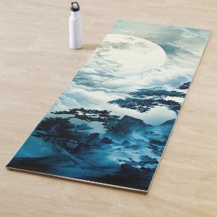 Mystisch maanverlicht berglandschap yogamat