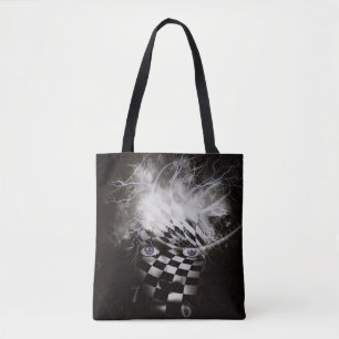 Mystisch masker met tijdsspiraaltjes tote bag