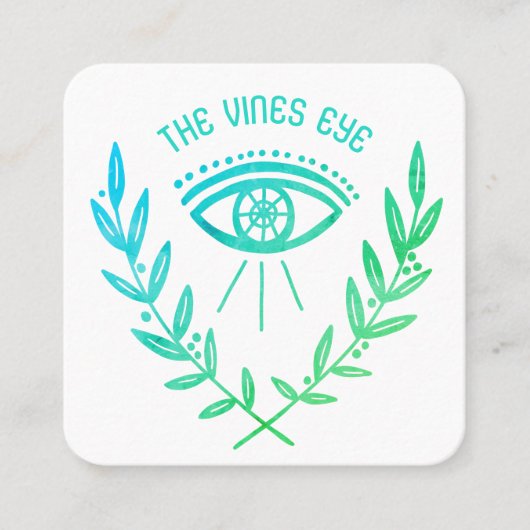Mystisch oog en wijnstokken Elegant Boho Vierkante Visitekaartje (Voorkant)