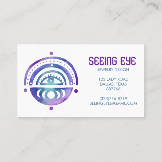 Mystisch Oogoog Magische Elegant Boho Waterverf Visitekaartje (Achterkant)