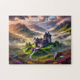 Mystisch Schots Kasteel in het Hoogland Landschap Legpuzzel