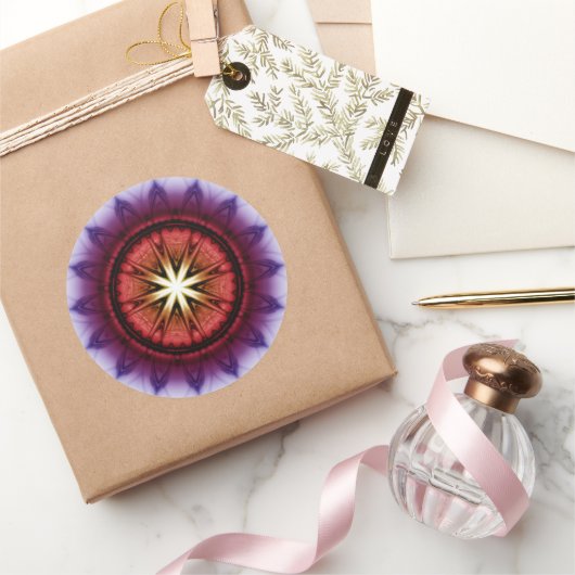 Mystisch symbolisch fractal patroon ronde sticker (Geschenken)