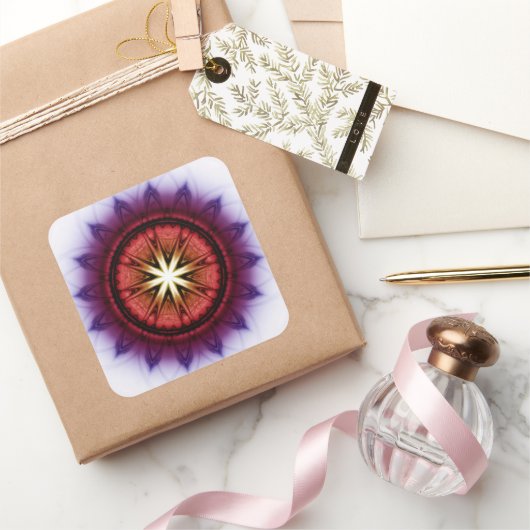 Mystisch symbolisch fractal patroon vierkante sticker (Geschenken)