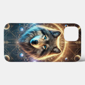 Mystisch Wolfportret met Kosmos Case-Mate iPhone Case (Achterkant (horizontaal))
