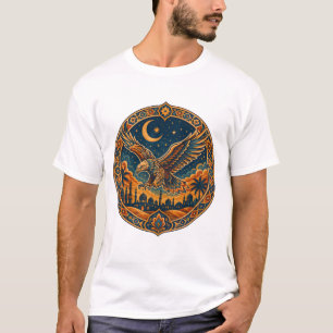Mystische Arabische Uil Wassende Maan Woestijn Kun T-shirt