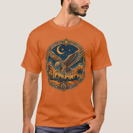 Mystische Arabische Uil Wassende Maan Woestijn Kun T-shirt