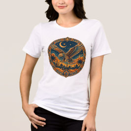 Mystische Arabische Uil Wassende Maan Woestijn Kun Tri-Blend Shirt