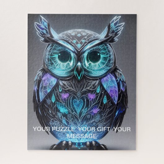 Mystische Blauwe Uil van Licht Legpuzzel (Verticaal)