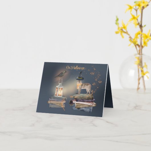 Mystische halloween Kaart uit de kat (Gele Bloem)