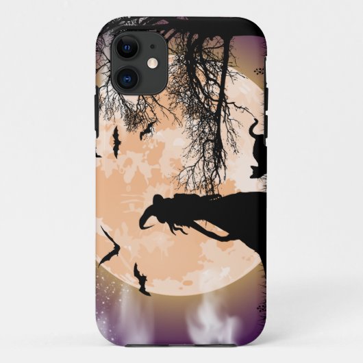 Mystische heks, zwarte kat, volle maan Case-Mate iPhone case (Achterkant)