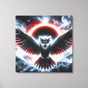 Mystische Kosmische Hemelse Uil Canvas Afdruk