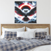 Mystische Kosmische Hemelse Uil Canvas Afdruk (Insitu (Slaapkamer))