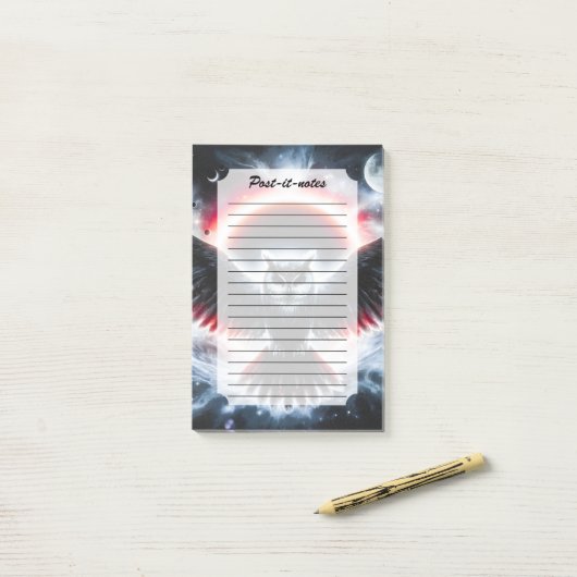 Mystische Kosmische Hemelse Uil Post-it® Notes (Op bureau)