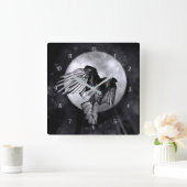 Mystische Magische Raven of Crow en Moon Vierkante Klok (Huis)