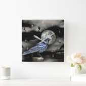 Mystische Magische Raven of Krogen en Maan Vierkante Klok (Huis)