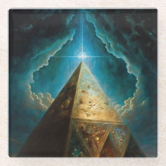 Mystische piramide Visionary Art Glazen Onderzetter (Voorkant)