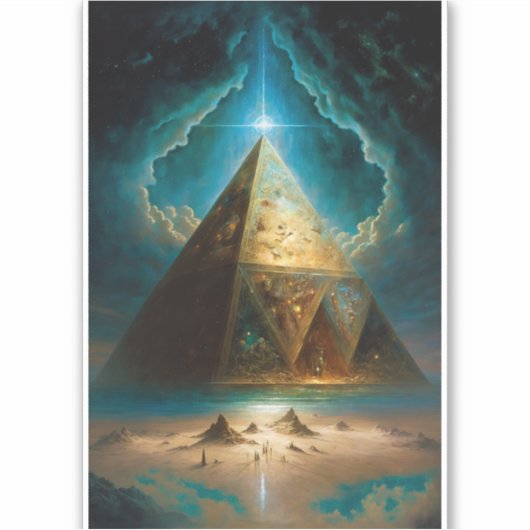 Mystische piramide Visionary Art Sticker (Voorkant)