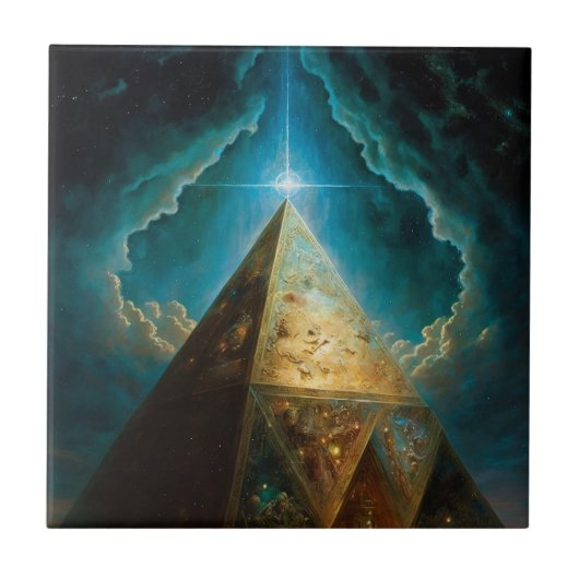 Mystische piramide Visionary Art Tegeltje (Voorkant)