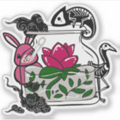 Mystische pot met skeletkameleon sticker (Voorkant)