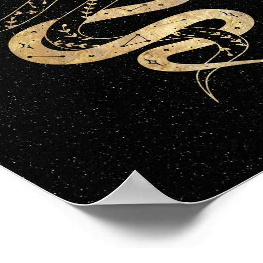 Mystische slangen in gouden zwarte achtergrondster poster (Hoek)