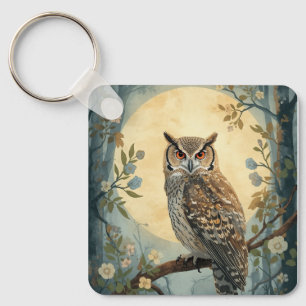 Mystische Uil Maanlicht Bos Kunst Bosuil I Sleutelhanger