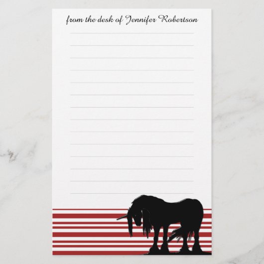 Mystische Unicorn (rode strepen) Briefpapier (Voorkant)