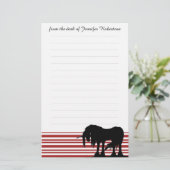 Mystische Unicorn (rode strepen) Briefpapier (Staand voorkant)