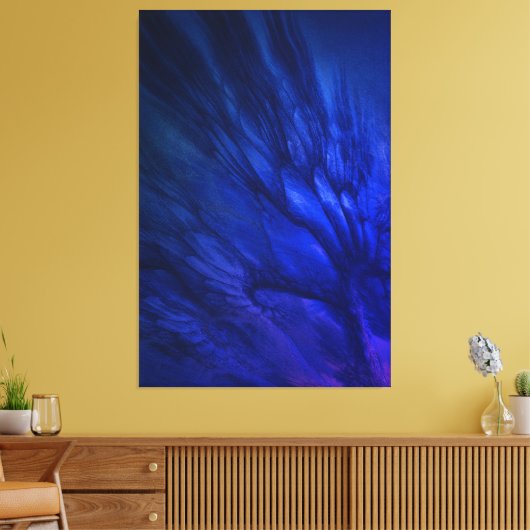 Mystische vleugels met diepblauwe veren canvas afdruk (Insitu (Woonkamer))