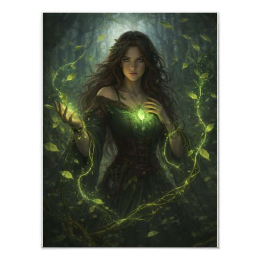 Mystische Wald-Magierin – Fantasy Natur Poster (Voorkant)