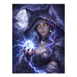 Mystische Wolfs-Kriegerin – Night Spirit Poster