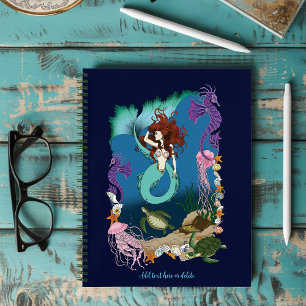 Mystische Zeemeermin Oceaan Fantasie Blauwe Zeelev Notitieboek