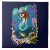 Mystische Zeemeermin Oceaan Fantasie Blauwe Zeelev Tegeltje (Voorkant)