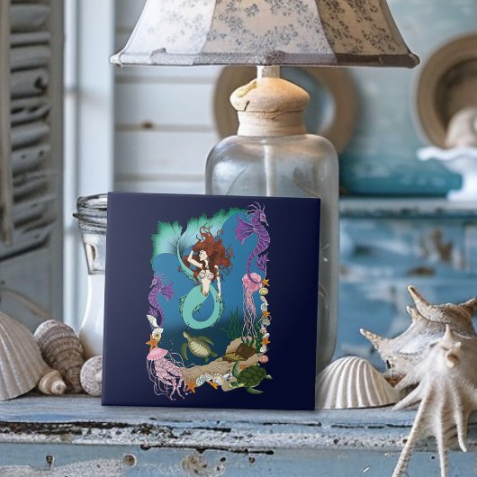 Mystische Zeemeermin Oceaan Fantasie Blauwe Zeelev Tegeltje