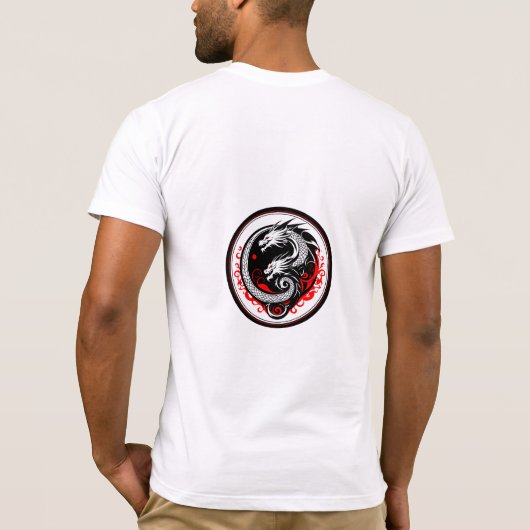 Mystischer Doppelkopf Drache - Rund Minimal Design T-shirt (Achterkant)