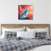 Mystischer weißer Wolf bei Sonnenuntergang Canvas Afdruk (Insitu (Slaapkamer))