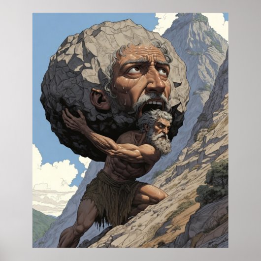 Myth of Sisyphus | Eternal Struggle and Strength A Poster (Voorkant)